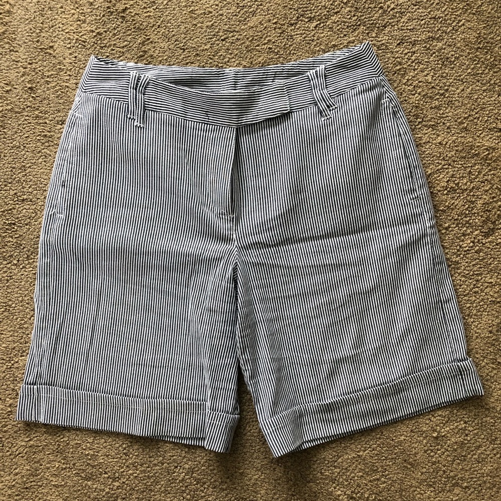 Blue and white pin stripe shorts size 4